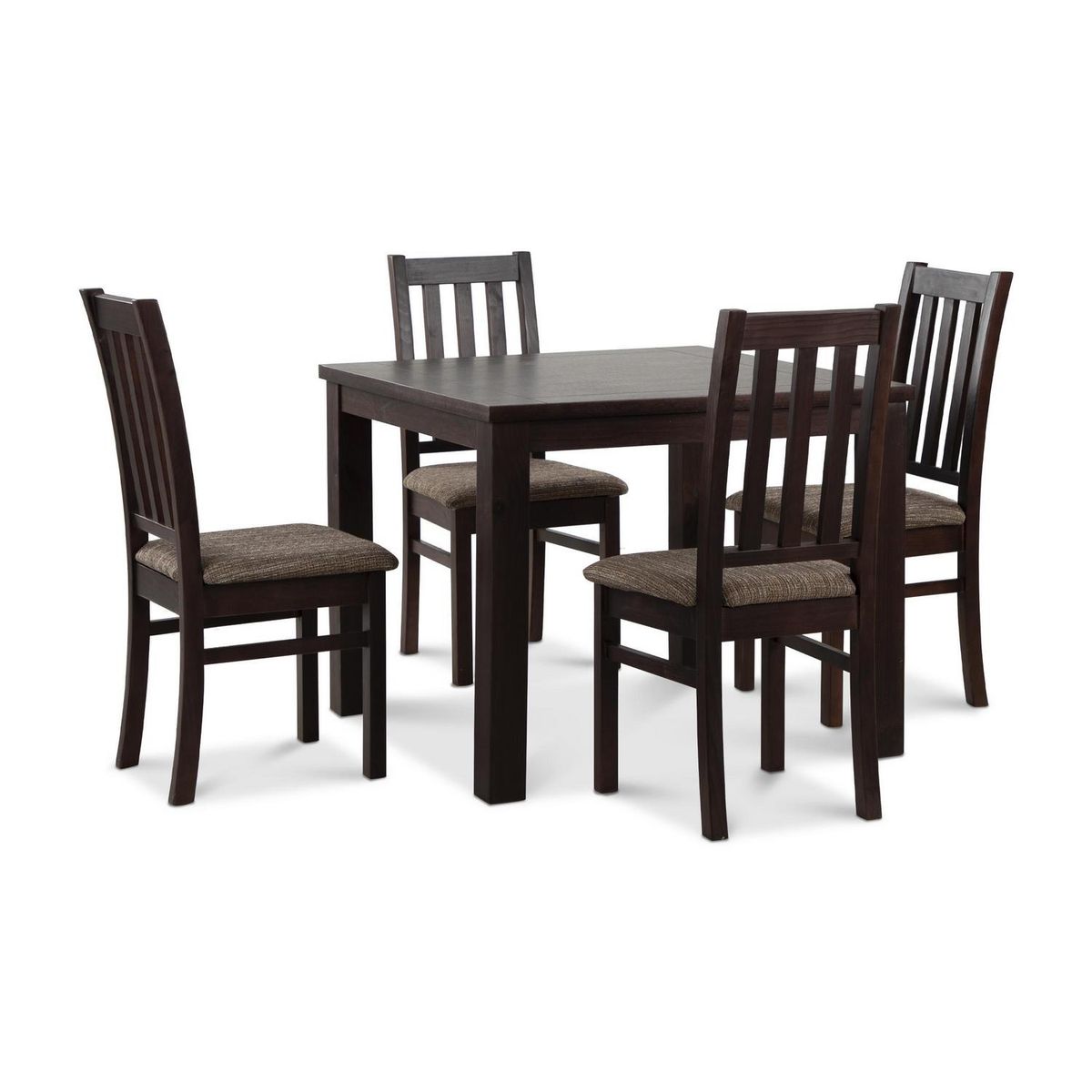 CIC - Juego de Comedor Ñuble 4 Sillas Mesa Cuadrada 95x77x95 cm Café