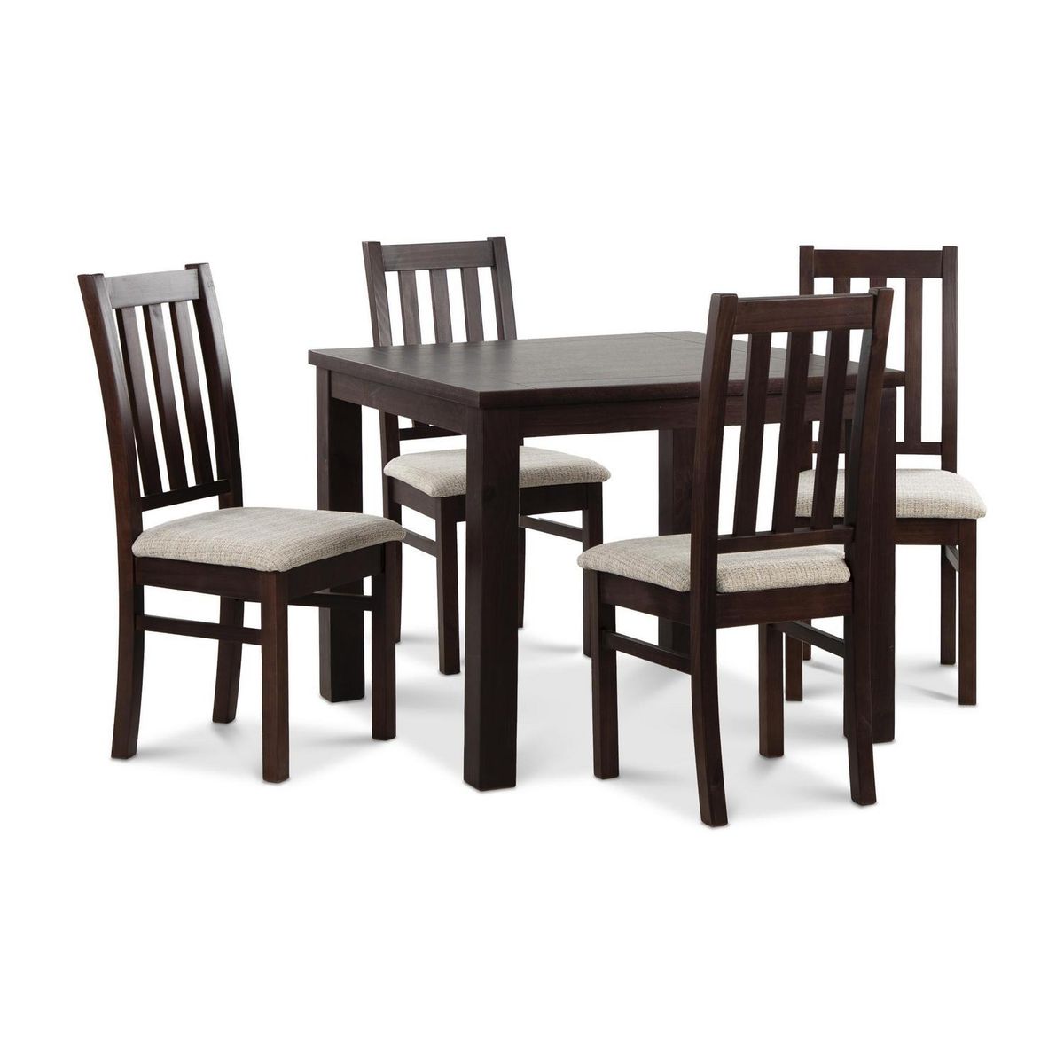 CIC - Juego de Comedor Ñuble 4 Sillas Mesa Cuadrada 95x77x95 cm Café
