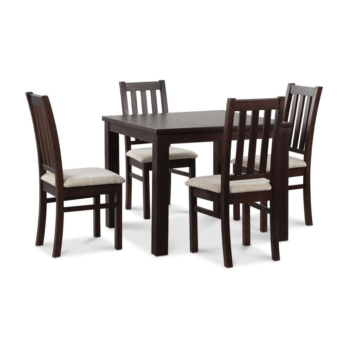 CIC - Juego de Comedor Ñuble 4 Sillas Mesa Cuadrada 95x77x95 cm Café