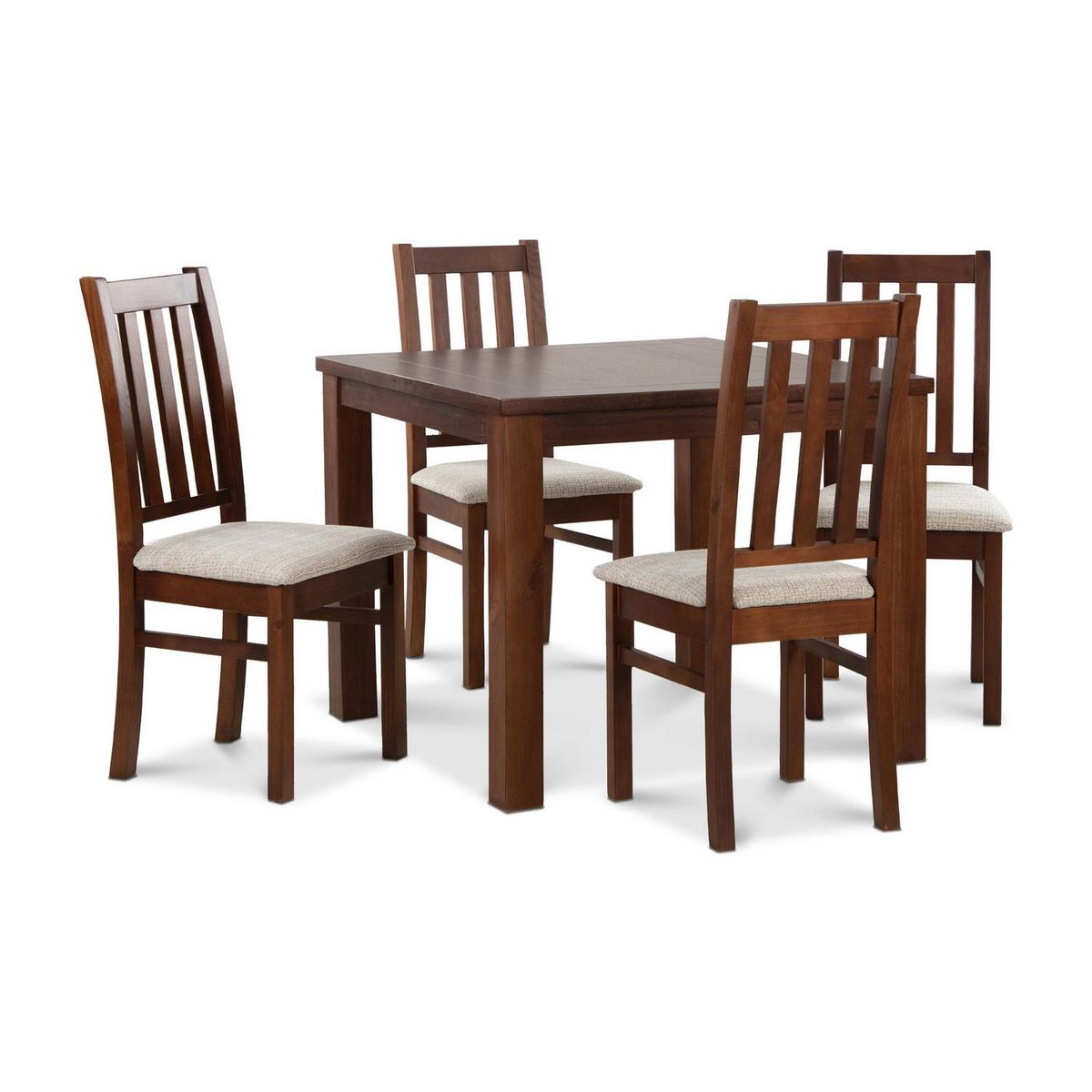 CIC - Juego de Comedor Ñuble 4 Sillas Mesa Cuadrada 95x77x95 cm Café