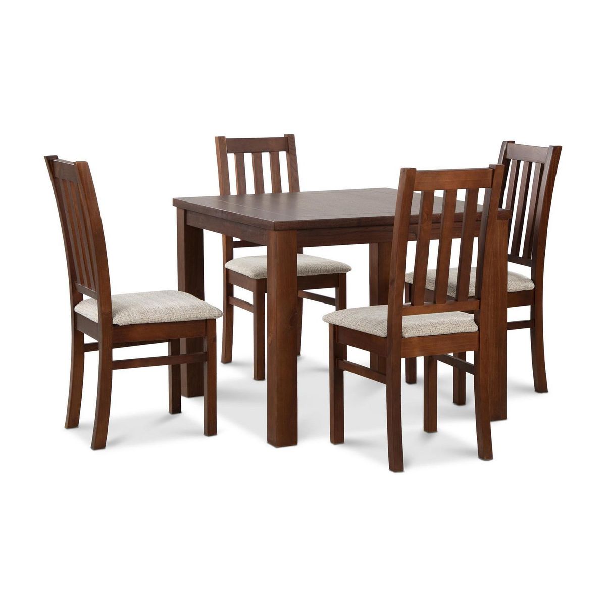 CIC - Juego de Comedor Ñuble 4 Sillas Mesa Cuadrada 95x77x95 cm Café