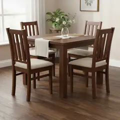 CIC - Juego de Comedor Ñuble 4 Sillas Mesa Cuadrada 95x77x95 cm Café