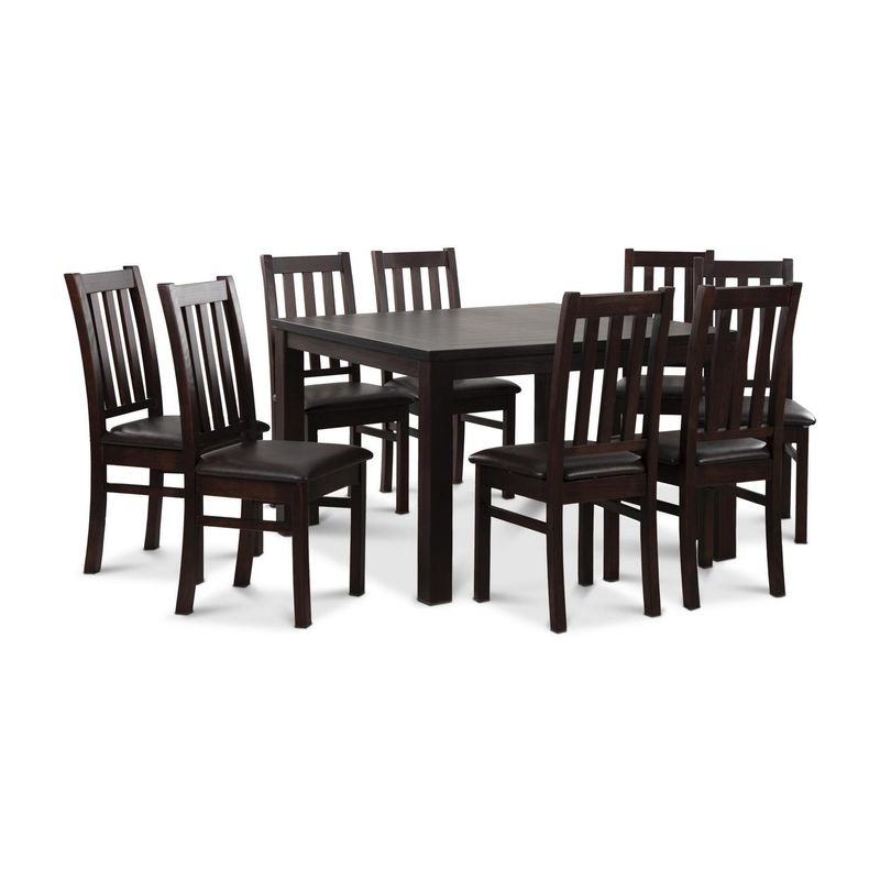 CIC - Juego de Comedor Ñuble 8 Sillas Mesa Cuadrada 120x77x120 cm Café