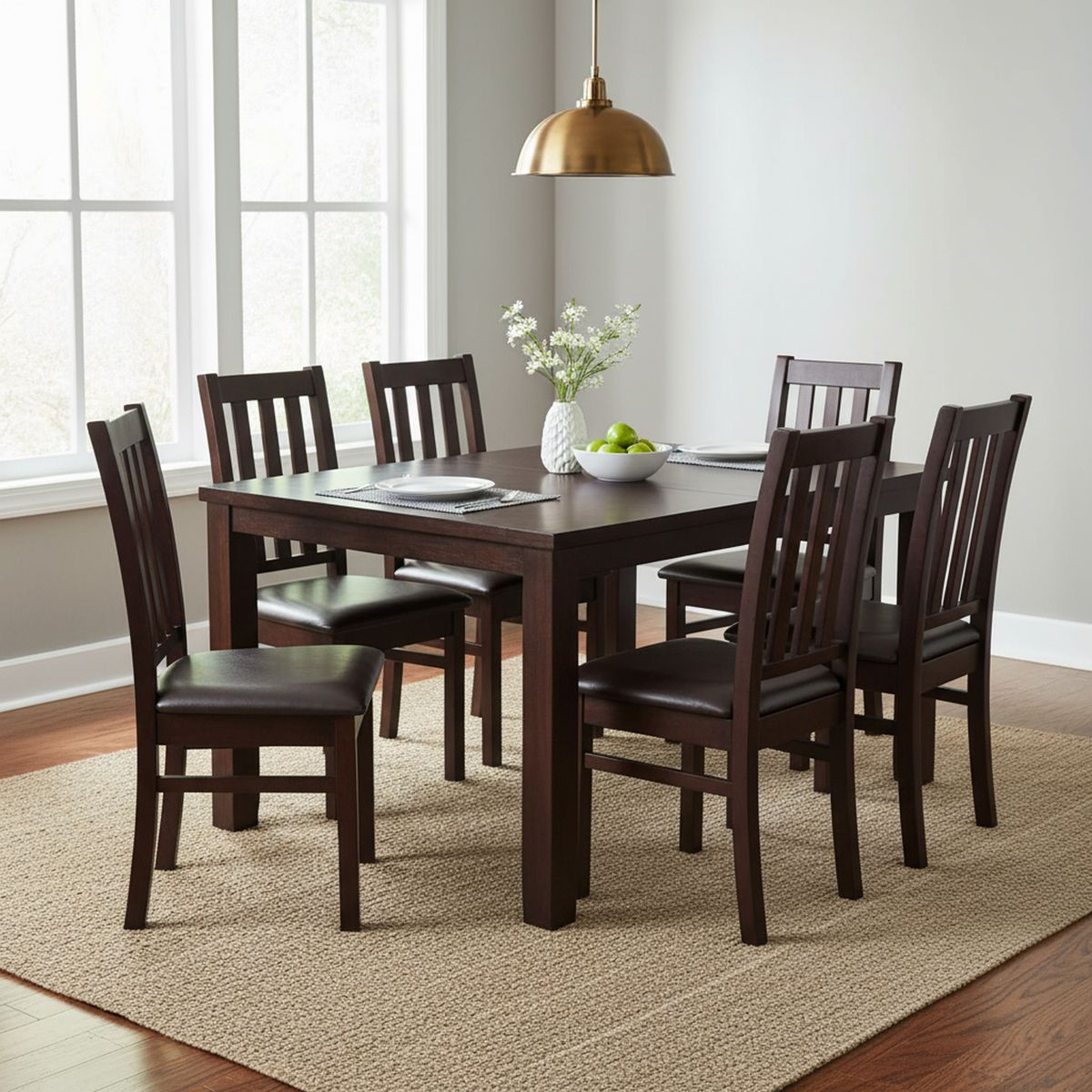 CIC - Juego de Comedor Ñuble 8 Sillas Mesa Cuadrada 120x77x120 cm Café