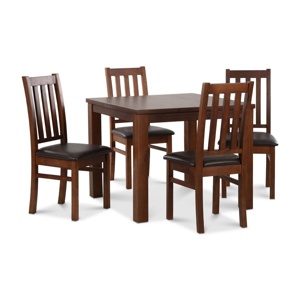 CIC - Juego de Comedor Ñuble 4 Sillas Mesa Cuadrada 95x77x95 cm Café