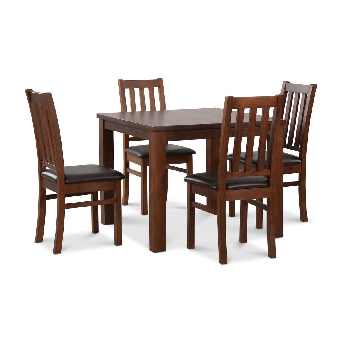 CIC - Juego de Comedor Ñuble 4 Sillas Mesa Cuadrada 95x77x95 cm Café