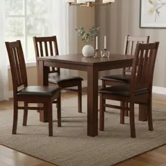 CIC - Juego de Comedor Ñuble 4 Sillas Mesa Cuadrada 95x77x95 cm Café