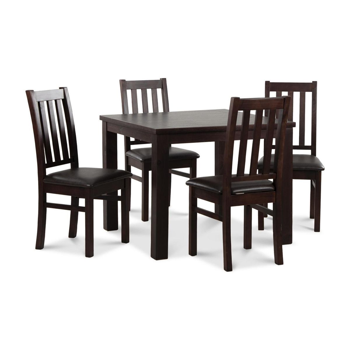 CIC - Juego de Comedor Ñuble 4 Sillas Mesa Cuadrada 95x77x95 cm Café