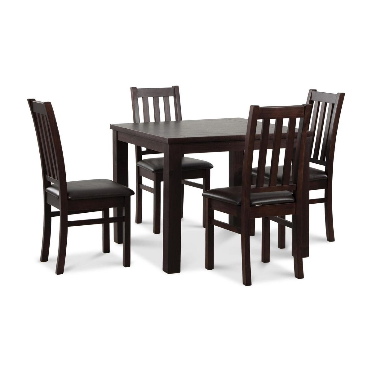 CIC - Juego de Comedor Ñuble 4 Sillas Mesa Cuadrada 95x77x95 cm Café