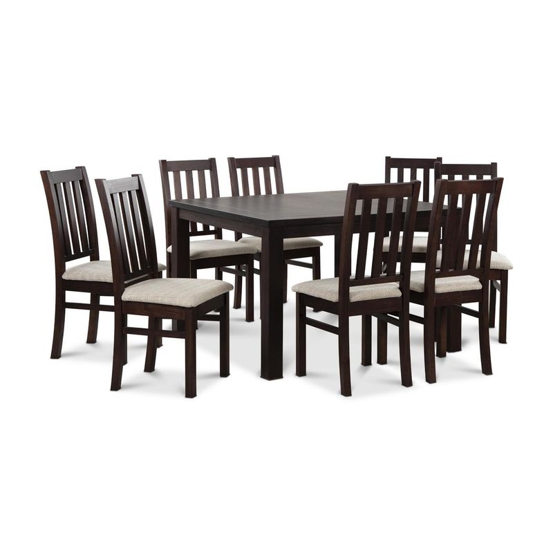 CIC - Juego de Comedor Ñuble 8 Sillas Mesa Cuadrada 120x77x120 cm Café