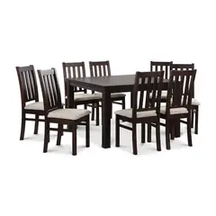 CIC - Juego de Comedor Ñuble 8 Sillas Mesa Cuadrada 120x77x120 cm Café