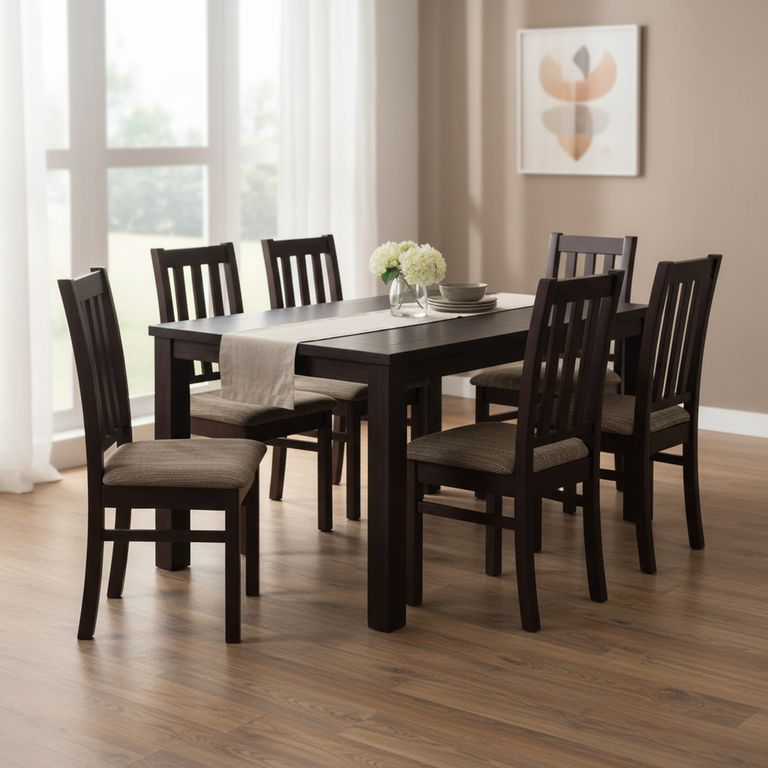 CIC Juego de Comedor Ñuble 8 Sillas Mesa Cuadrada 120x77x120 cm Café