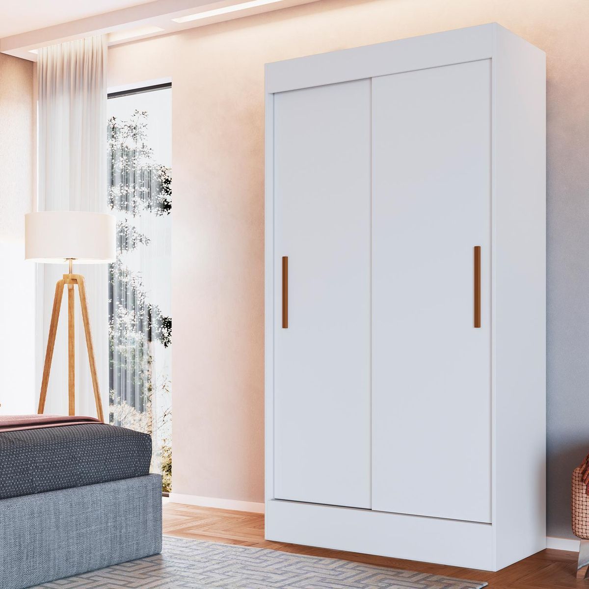 HOGA - Clóset Lyon 2 Puerta(s) 2 Cajón(es) 3 Repisa(s) 104x200x50 cm Blanco