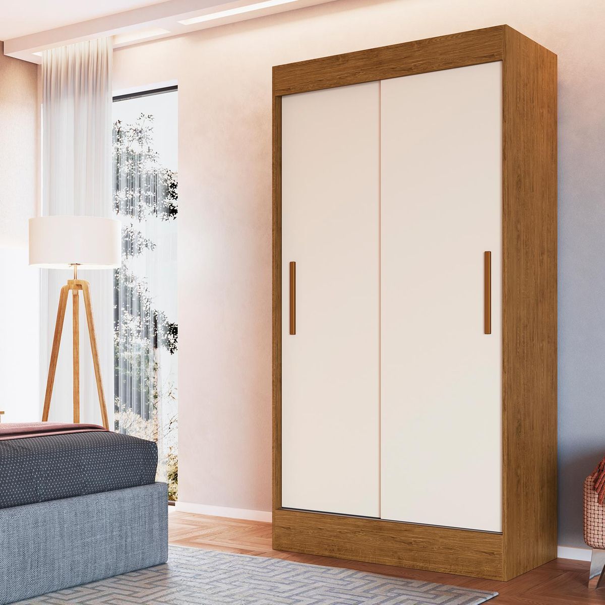 HOGA - Clóset Lyon 2 Puerta(s) 2 Cajón(es) 3 Repisa(s) 104x200x50 cm Canela