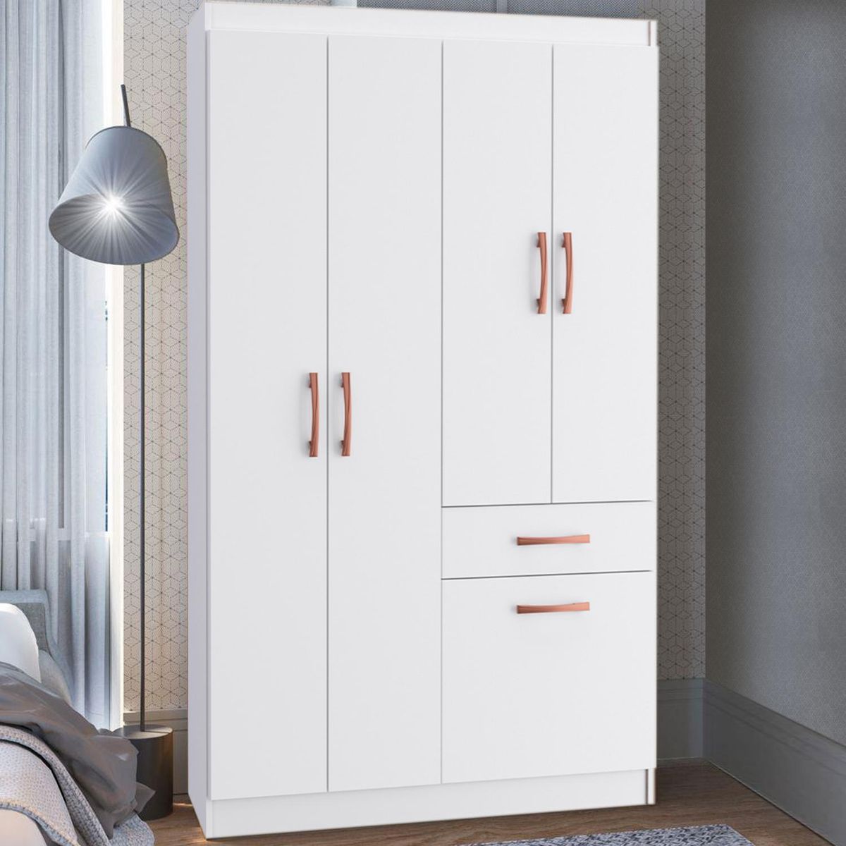 HOGA - Clóset Marbella 4 Puerta(s) 2 Cajón(es) 1 Repisa(s) 91x175x38 cm Blanco