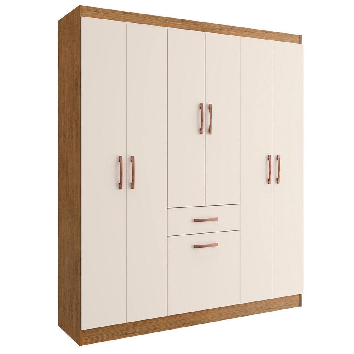 HOGA - Clóset Marbella 6 Puerta(s) 2 Cajón(es) 2 Repisa(s) 137x175x38 cm Canela/Blanco Invierno