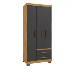 HOGA - Clóset Primacy 3 Puerta(s) 2 Cajón(es) 4 Repisa(s) 84x185x47 cm Roble/Grafito