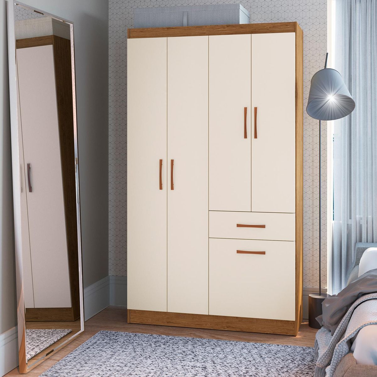 HOGA - Clóset Marbella 4 Puerta(s) 2 Cajón(es) 1 Repisa(s) 91x175x38 cm Canela