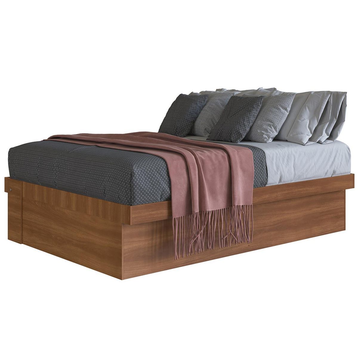 HOGA - Cama Baúl 2 plazas Europea Estambul Nogal