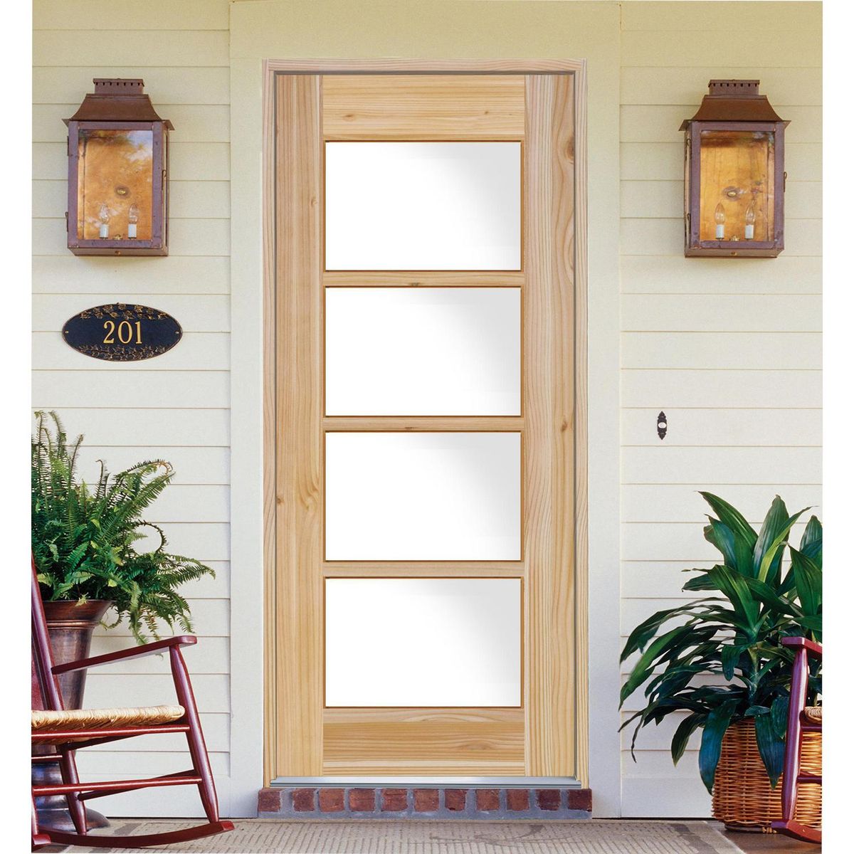 HOLZTEK - Puerta Exterior Madera pino oregón 95x220 cm Modelo 131 Natural