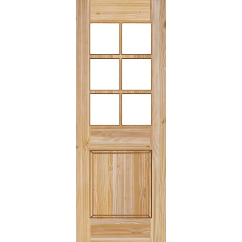 HOLZTEK - Puerta Exterior Madera pino oregón 220x90 cm Modelo 19 Natural