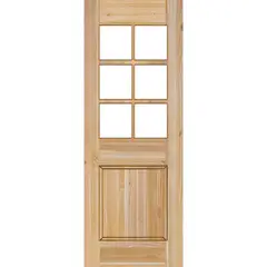 HOLZTEK - Puerta Exterior Madera pino oregón 90x200 cm Modelo 19 Natural