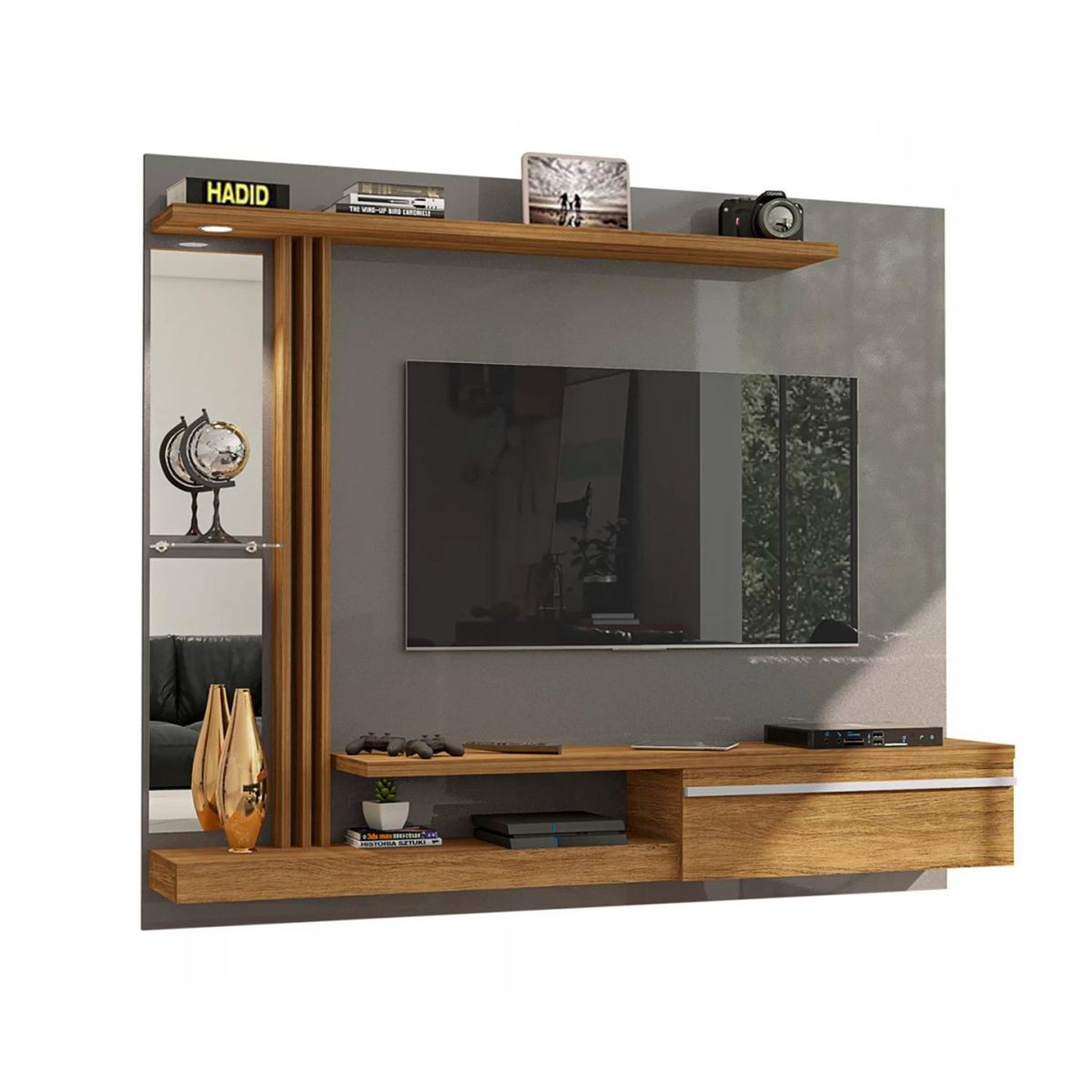 HOGA - Panel Rack TV 55 " Denver Titanium 160x136x29 cm