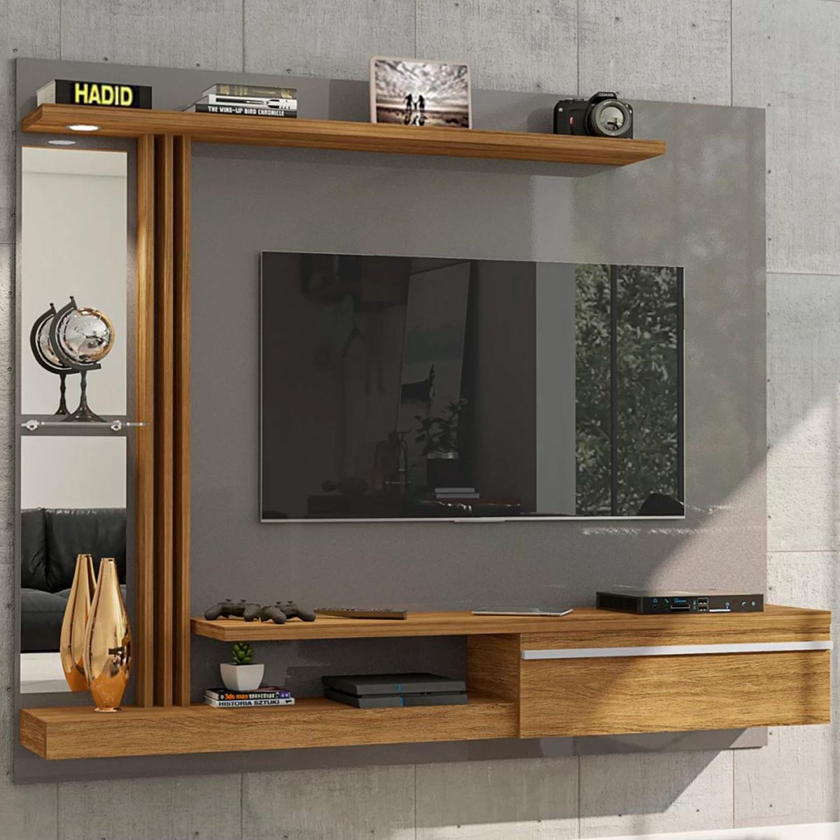 HOGA - Panel Rack TV 55 " Denver Titanium 160x136x29 cm