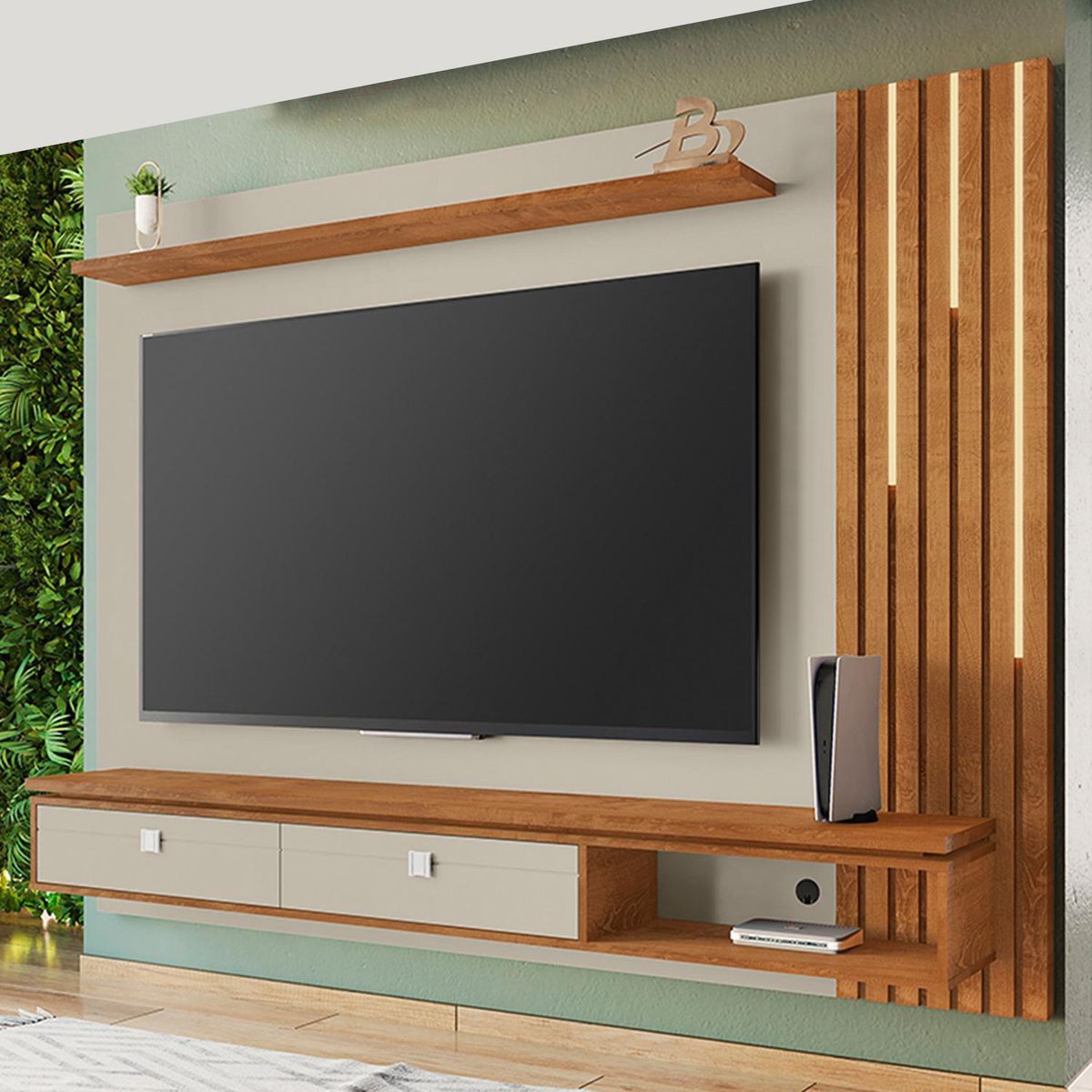 HOGA - Panel Rack TV 80 " Hanover Blanco invierno 217x161x34 cm