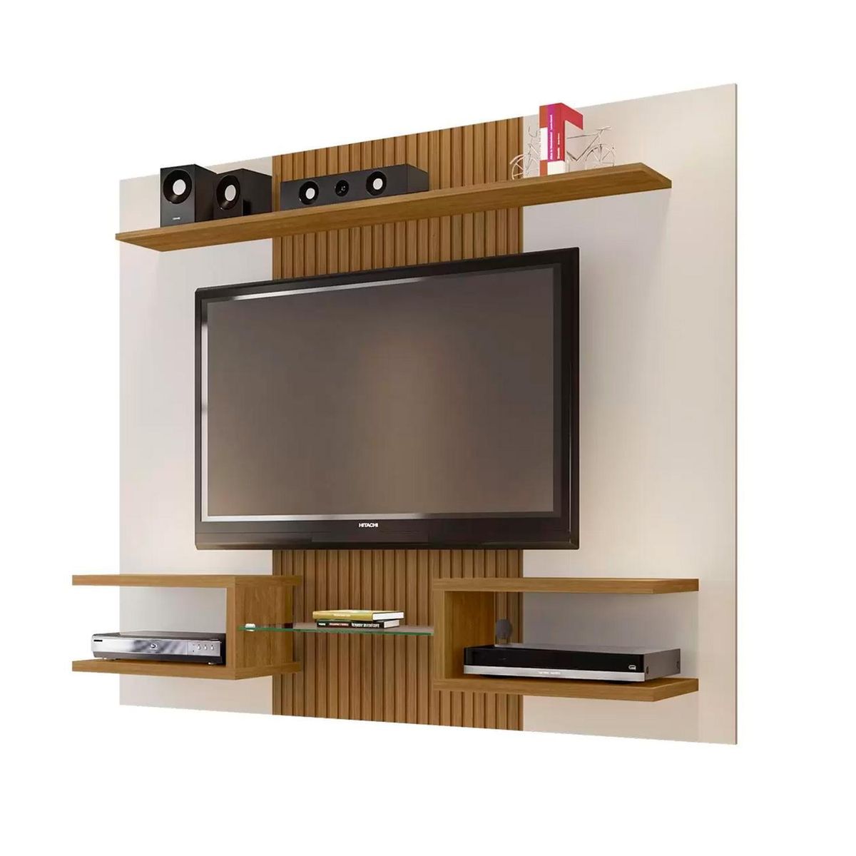 HOGA - Panel Rack TV 55 " Atlas Blanco invierno 164x136x30 cm