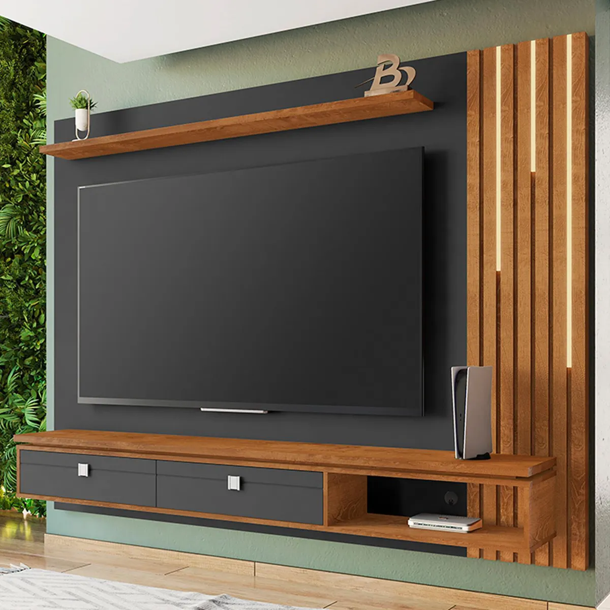 HOGA - Panel Rack TV 80 " Hanover Negro 217x161x34 cm