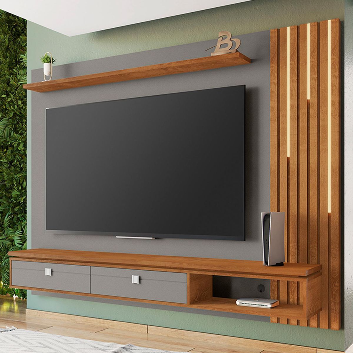 HOGA - Panel Rack TV 80 " Hanover Titanium 217x161x34 cm