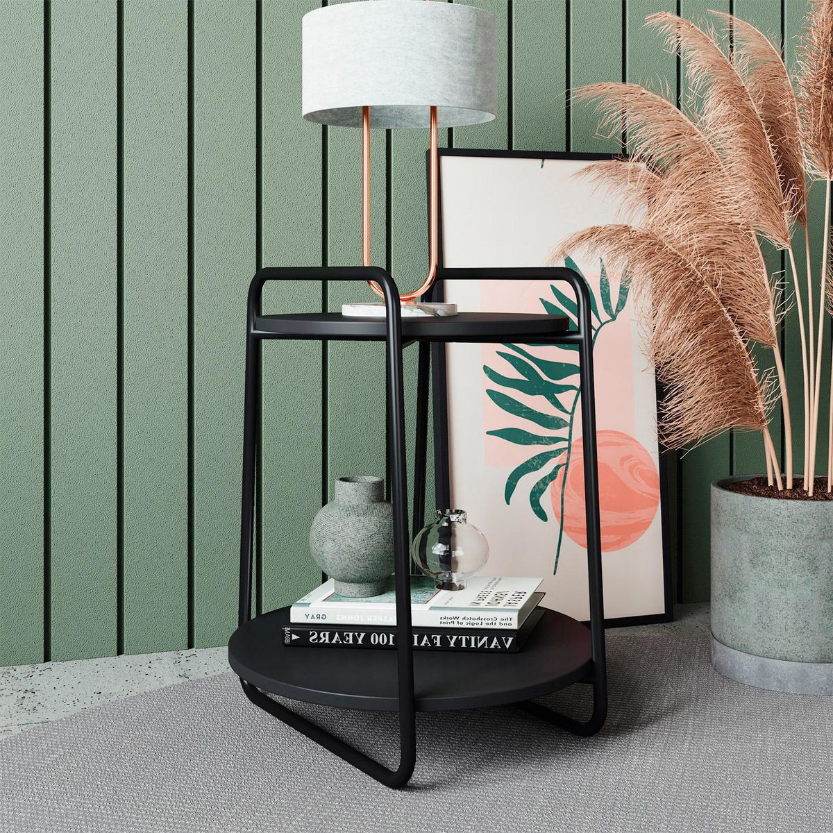 HOGA - Mesa de Apoyo Milan Negro 45x45x55 cm