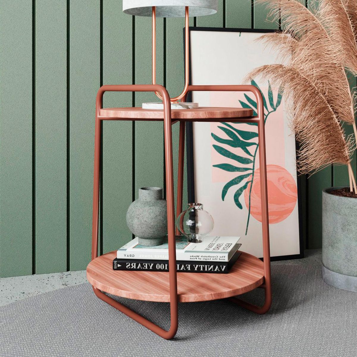 HOGA - Mesa de Apoyo Milan Oro envejecido 45x45x55 cm