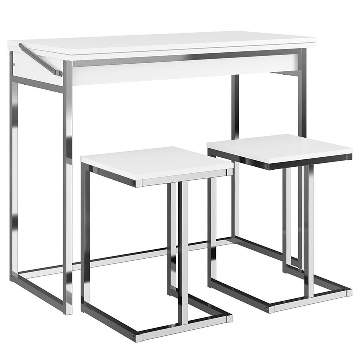 HOGA - Juego de Comedor Home Desing 4 Sillas Mesa Rectangular 44x92x77 cm Blanco