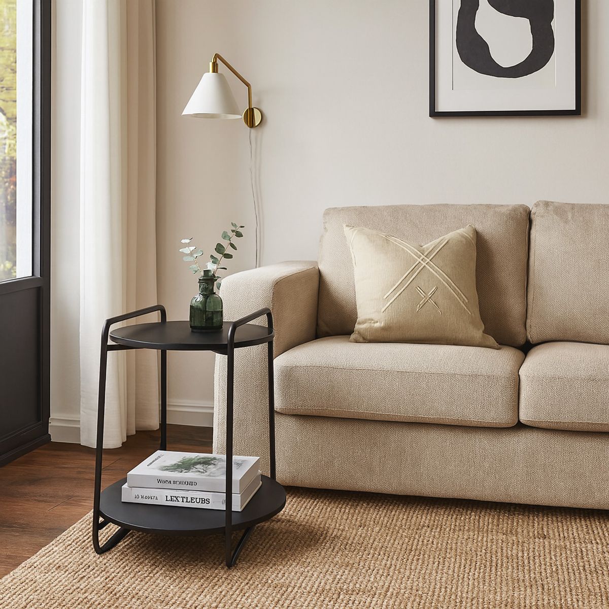 HOGA - Mesa de Apoyo Milan Negro 54x54x60 cm