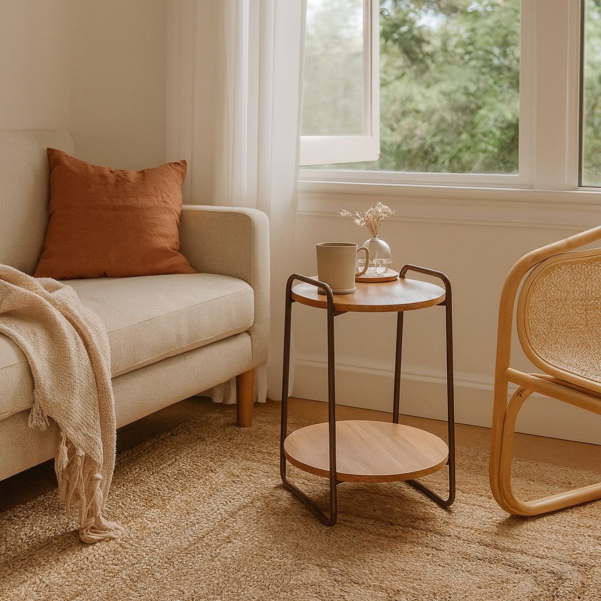 HOGA - Mesa de Apoyo Milan Oro envejecido 54x54x60 cm