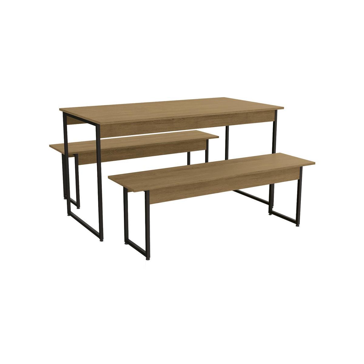 HOGA - Juego de Comedor Madison 4 Sillas Mesa Rectangular 72x76x136 cm Castaño/Negro