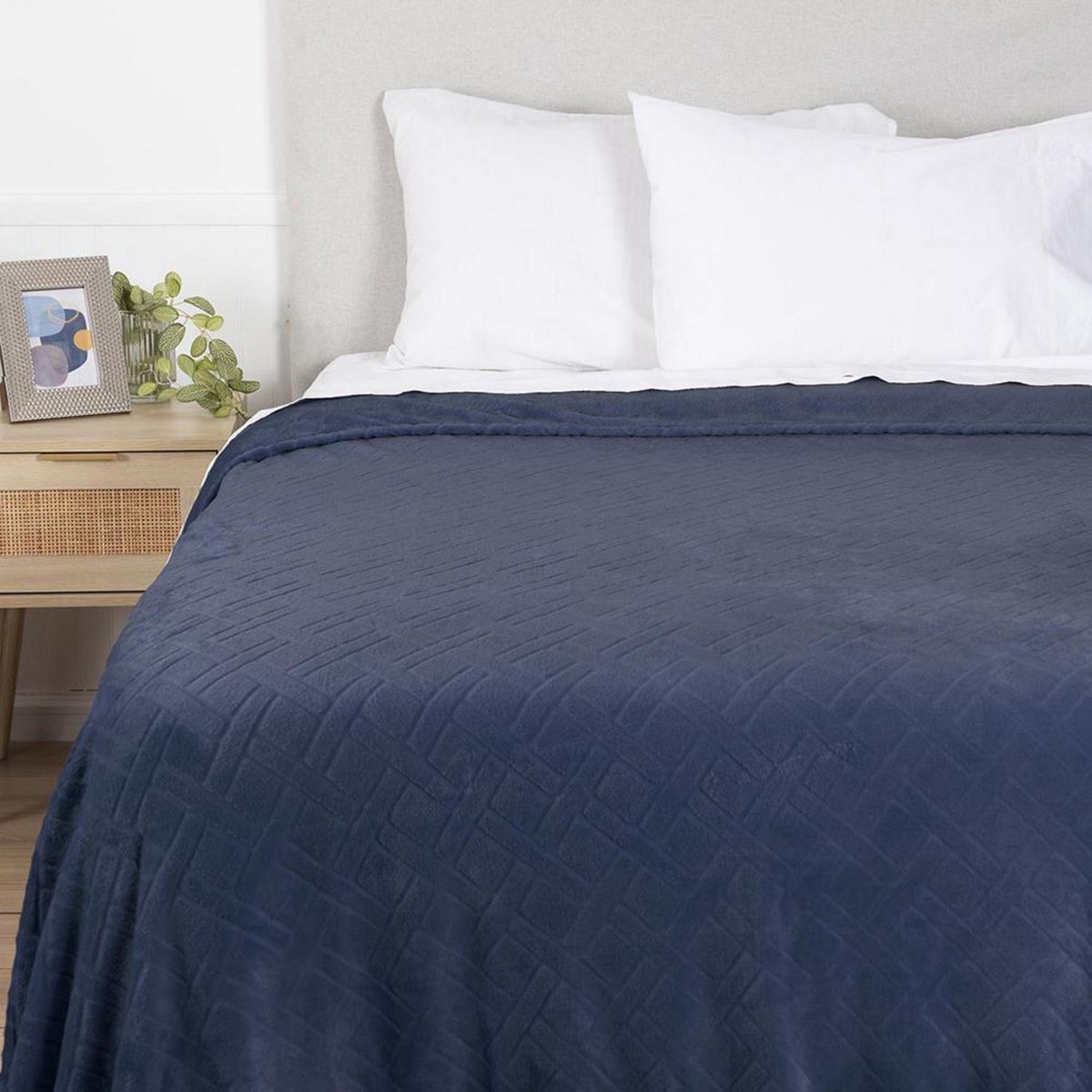 MASHINI - Frazada Flannel 2 plazas Azul