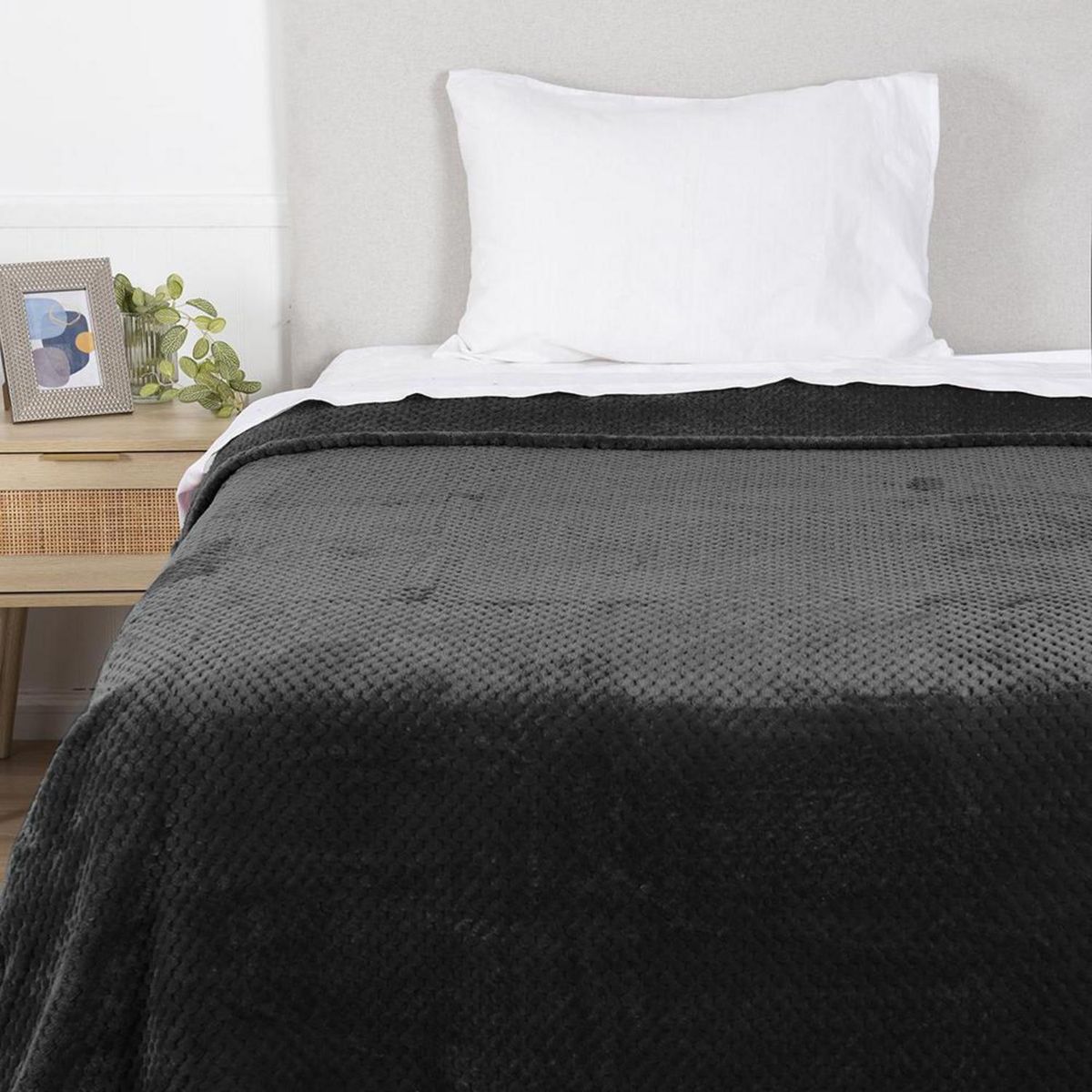 FABRICS - Frazada PopCorn 1.5 plazas Negro