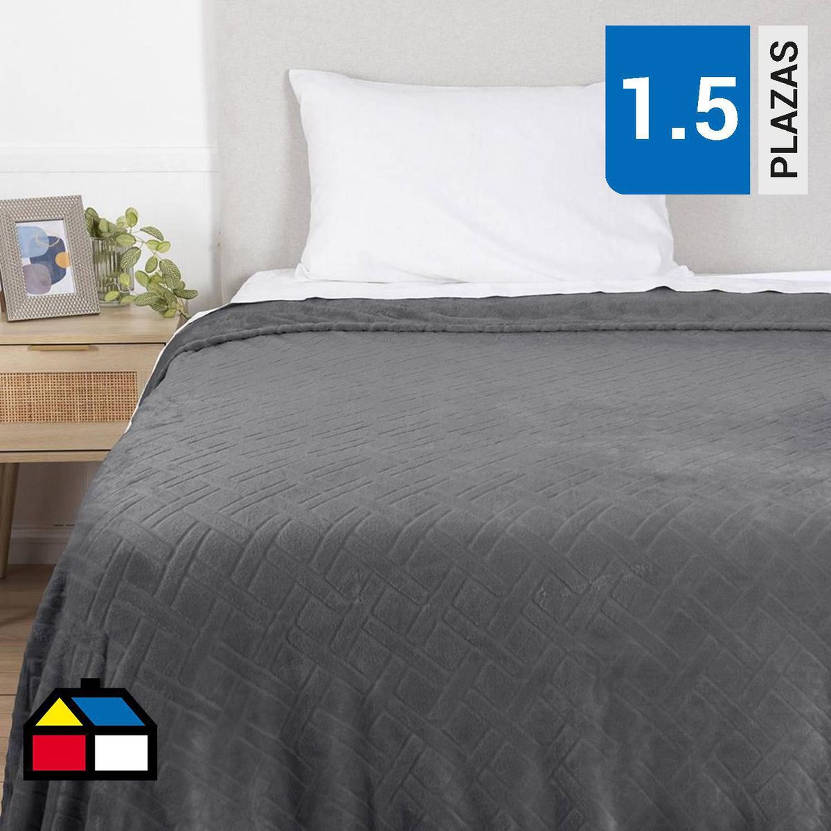 MASHINI - Frazada Flannel 1.5 plazas Gris