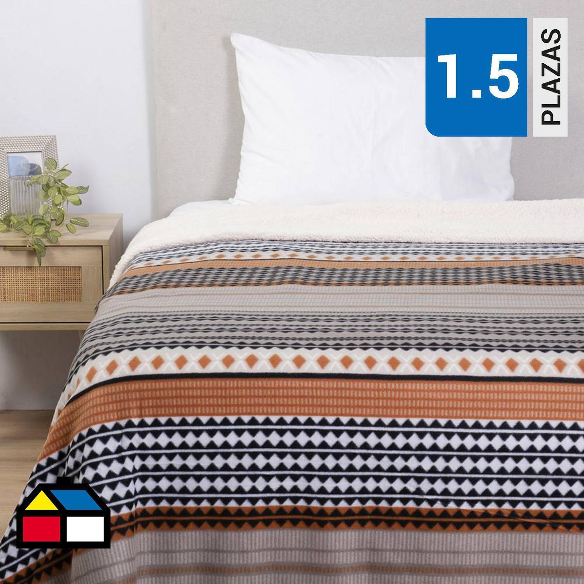 MASHINI - Frazada Polar Sherpa 1.5 plazas Multicolor