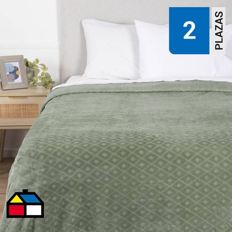 SOHOME - Frazada Coral Embossed 2 plazas Verde