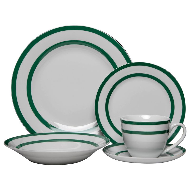 DORAL - Juego de Vajilla 30 Piezas Porcelana Royal Verde