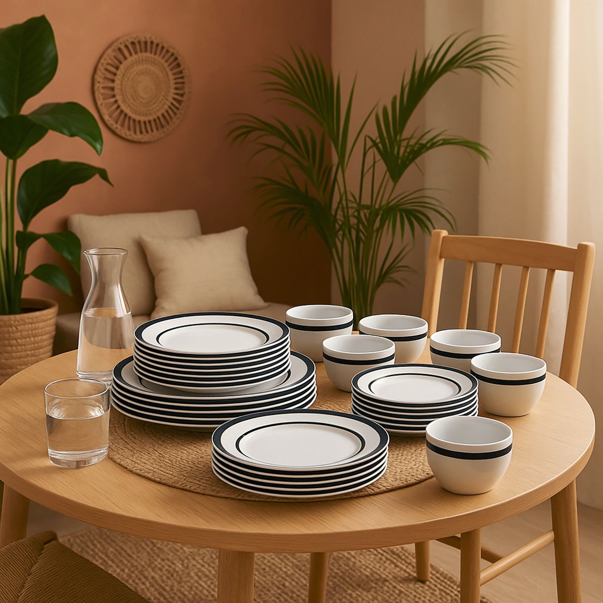 DORAL - Juego de Vajilla 30 Piezas Porcelana Royal