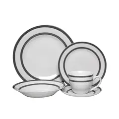 DORAL - Juego de Vajilla 30 Piezas Porcelana Royal Gris