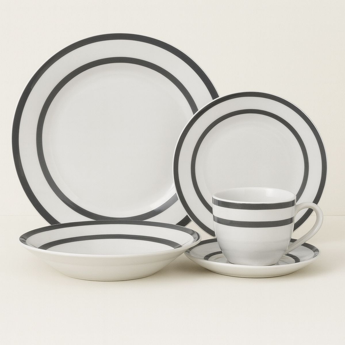 DORAL - Juego de Vajilla 30 Piezas Porcelana Royal Gris