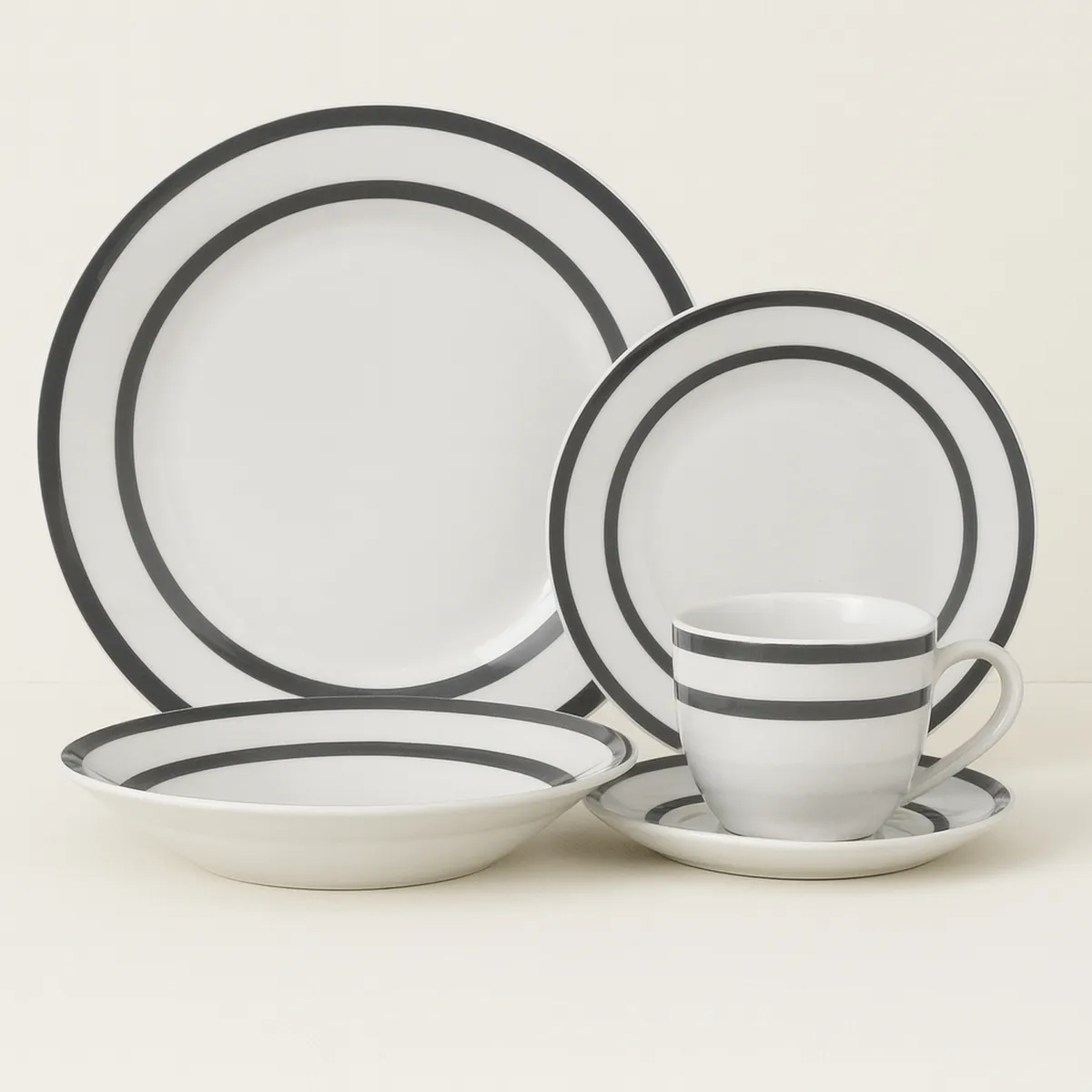 DORAL - Juego de Vajilla 30 Piezas Porcelana Royal Gris