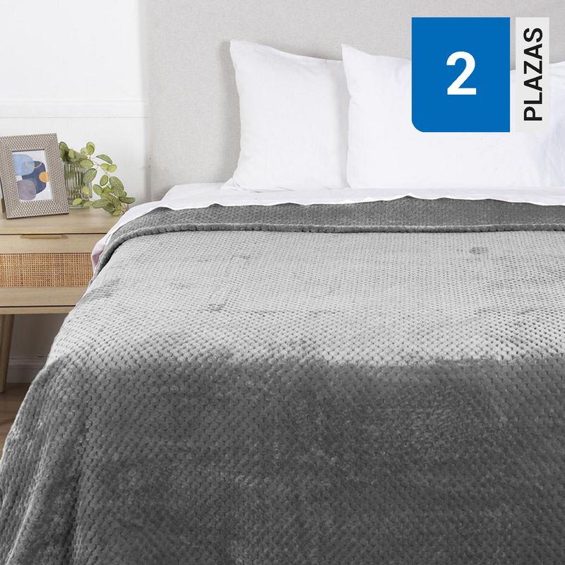 FABRICS - Frazada PopCorn 2 plazas Gris