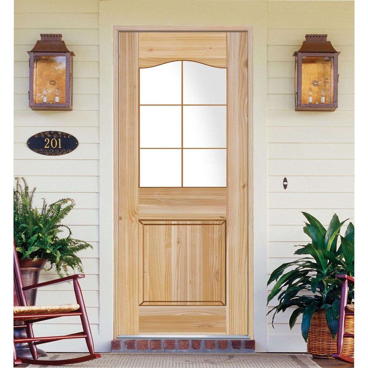 HOLZTEK - Puerta Exterior Madera pino oregón 100x220 cm Modelo 103 Natural